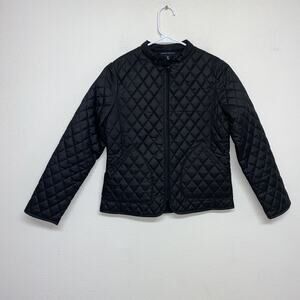 Banana Republic Women Quilted Jacket Zip Solid Polyester Black Size XS Petite